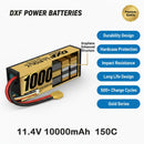 DXF LiPo Battery 3S HV 11.4V 10000mAh 150C Graphene Hardcase Gold with EC5 / T / TRX / XT60 / XT90 / XT150 / Q8s Plug for RC 1/8 1/10 Buggy Truck Car Off-Road Drone