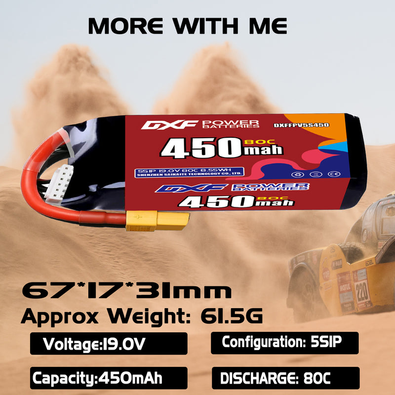 DXF 520mAh 5S 80C 19.0V Lipo Battery Pack for FPV LiPo Battery