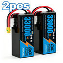 DXF SEMI-SOLID 12S 44.4V 33000mAh 5C Soft Case LiPo Battery with 8AWG Wire for Toy Cars, Boats, UAVs & Drones (1-6 Pack)