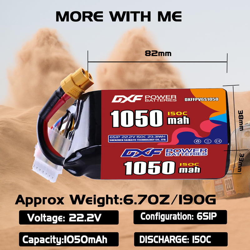 DXF 1400mAh 6S 150C 22.2V Lipo Battery Pack for FPV LiPo Battery