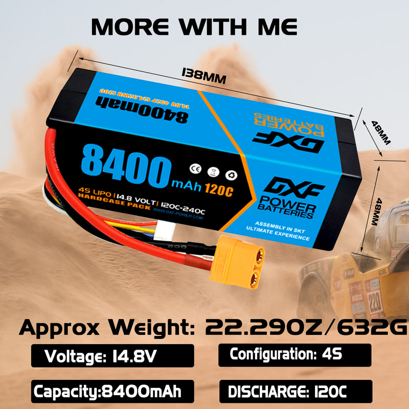 (PL)DXF Lipo Battery 4S 14.8V 8400mAh 120C/240C HardCase Lipo Battery for RC HPI HSP 1/8 1/10 Buggy RC Car Truck
