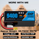 DXF LiPo Battery 6S HV 22.8V 9400mAh 140C Graphene Softcase Gold with EC5 / T / TRX / XT60 / XT90 / XT150 / Q8s Plug for RC 1/8 1/10 Buggy Truck Car Off-Road Drone