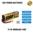 DXF LiPo Battery 3S HV 11.4V 8000mAh 140C Graphene Softcase with EC5 / T / TRX / XT60 / XT90 / XT150 / Q8s Plug for RC 1/8 1/10 Buggy Truck Car Off-Road Drone