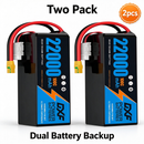 DXF 6S 22.8V 22000mAh 100C Soft Case LiPo Battery with 8AWG Wire for Toy Cars, Boats, UAVs & Drones (1-6 Pack)