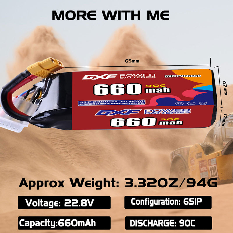 DXF 660mAh 6S 90C 22.8V Lipo Battery Pack for FPV LiPo Battery