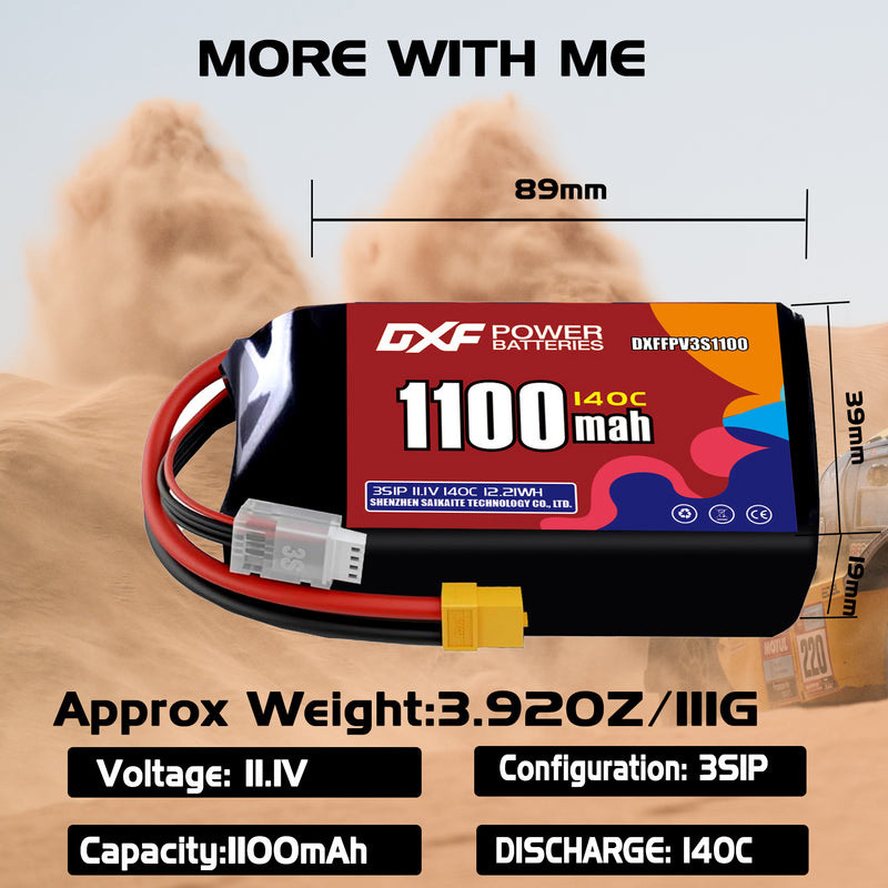 DXF 1100mAh 3S 120C 11.1V Lipo Battery Pack for FPV LiPo Battery