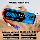 (CA)DXF Lipo Battery 3S 11.1V 6200MAH 80C  lipo Hardcase EC5 Plug for Rc 1/8 1/10 Buggy Truck Car Off-Road Drone