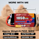 DXF 1050mAh 5S 150C 18.5V Lipo Battery Pack for FPV LiPo Battery