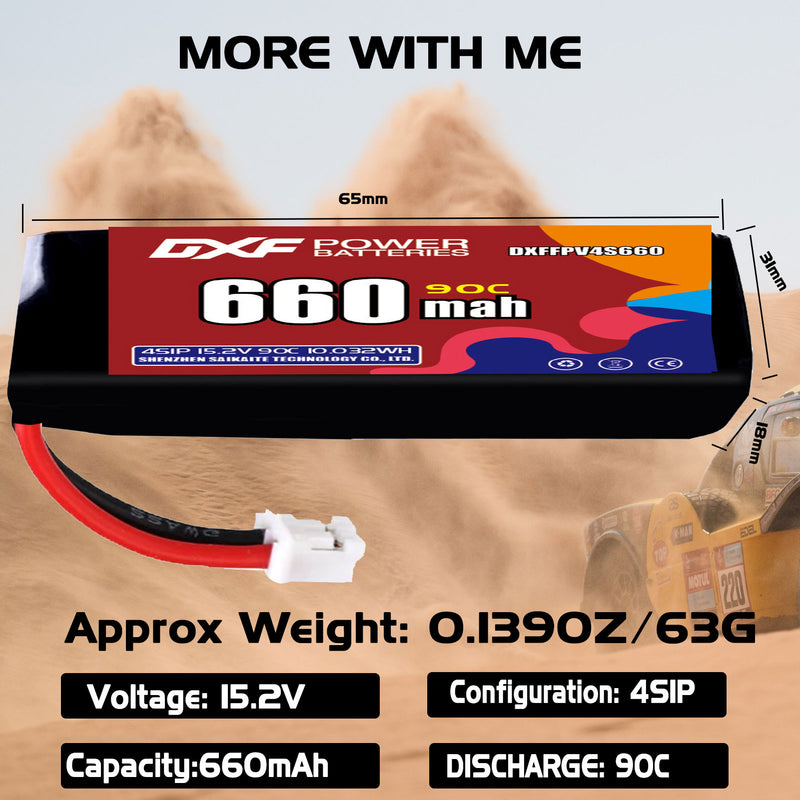 DXF 660mAh 4S 90C 15.2V Lipo Battery Pack for FPV LiPo Battery
