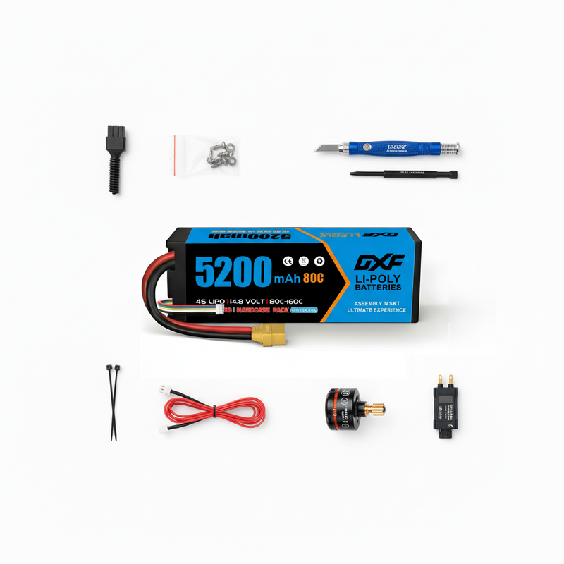 DXF Lipo Battery 4S 14.8V 5200MAH 80C  lipo Hardcase with  XT90 Plug for Rc 1/8 1/10 Buggy Truck Car Off-Road Drone