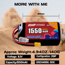 DXF 3S 11.1V 1550mAh 150C LiPo Battery for FPV Micro Drones (PH2.0 / JST / XT30 / SM / XT60 / EC5 / XT90 Options)