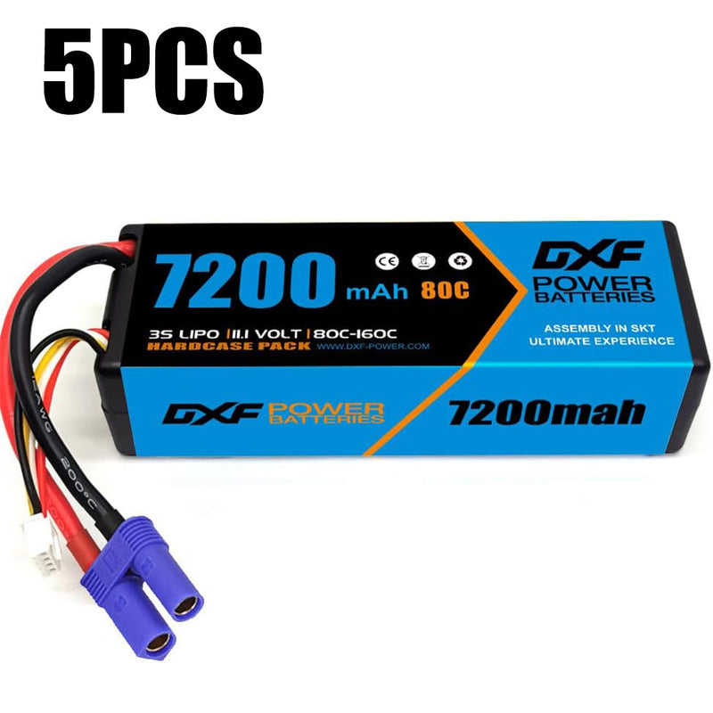 (ES)DXF Lipo Battery 3S 11.1V 7200MAH 80C Blue Series lipo Hardcase with EC5 Plug for Rc 1/8 1/10 Buggy Truck Car Off-Road Drone