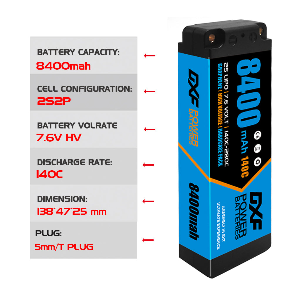 CN)DXF 5mm 2S 7000mAh 7.6V 140C GOLDEN-NGP Batteria Lipo ad Alta Capacità Hardcase CN)DXF 5mm 2S 7000mAh 7.6V 140C GOLDEN-NGP Batteria Lipo ad Alta Capacità Hardcase