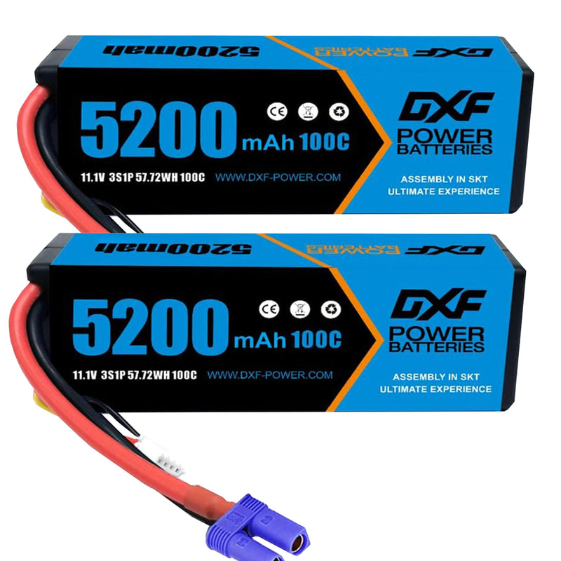 (CA)DXF Lipo Battery 3S 11.1V 5200MAH 100C Blue Series lipo Hardcase with EC5 Plug for Rc 1/8 1/10 Buggy Truck Car Off-Road Drone