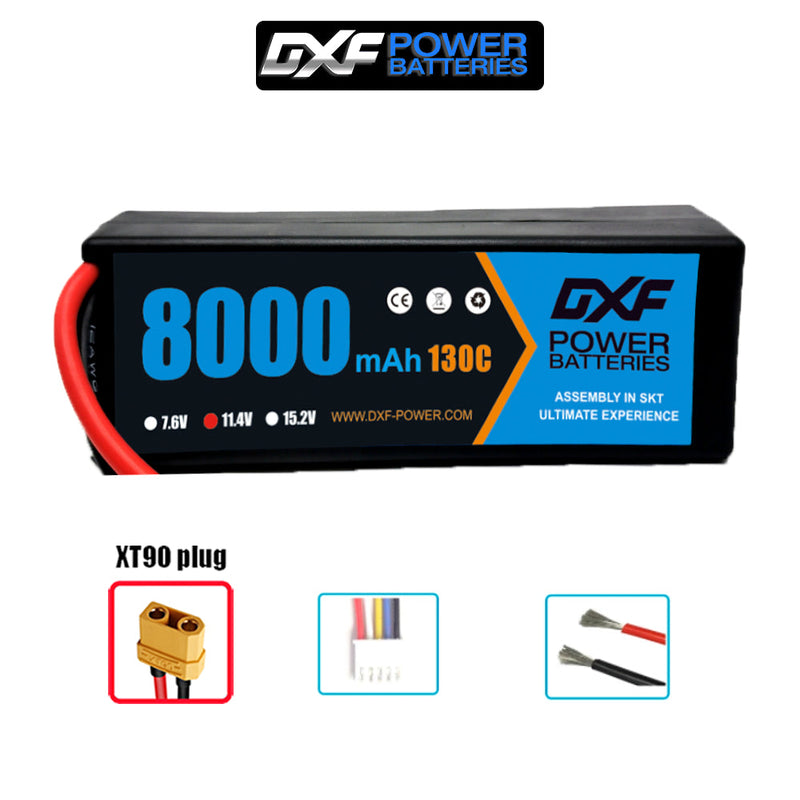 (PL)DXF Lipo Battery 3S 11.4V 8000MAH 130C Blue Series Graphene lipo Hardcase with EC5 Plug for Rc 1/8 1/10 Buggy Truck Car Off-Road Drone