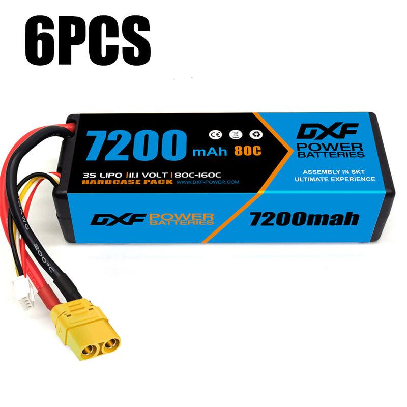(EU)DXF Lipo Battery 3S 11.1V 7200MAH 80C Blue Series lipo Hardcase with XT90 Plug for Rc 1/8 1/10 Buggy Truck Car Off-Road Drone