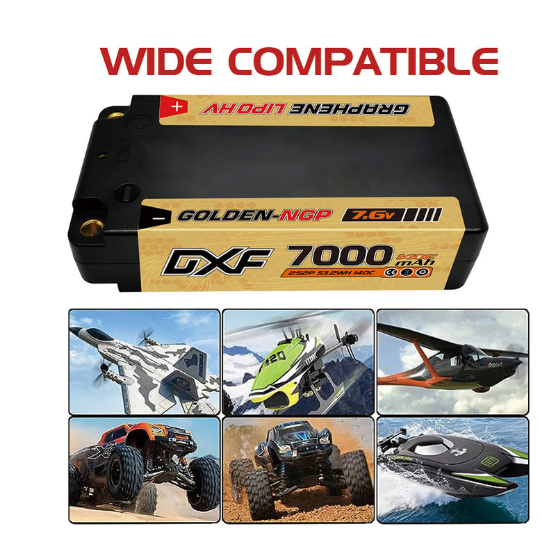 (JP)DXF 2S ショーティー リポバッテリー 7.6V 140C 7000mAh 4mm Tプラグ ハードケース 1/10 バギー トラギー オフロード ボート 車 トラック レーシング ヘリコプター用