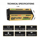 DXF LiPo Battery 2S2P HV 7.6V 7000mAh 150C Graphene NGP Plus Gold Version with 5mm Bullet / EC5 / T / TRX / XT60 / XT90 / XT150 / Q8s Plug for RC 1/10 1/8 1/5 Scale Car Racing