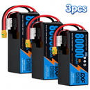 DXF SEMI-SOLID 6S 22.2V 80000mAh 10C Soft Case LiPo Battery with 8AWG Wire for Toy Cars, Boats, UAVs & Drones (1-6 Pack)