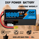DXF LiPo Battery 6S 22.2V 16000mAh 100C Graphene Softcase Blue with EC5 / T / TRX / XT60 / XT90 / XT150 / Q8s Plug for RC 1/8 1/10 Buggy Truck Car Off-Road Drone