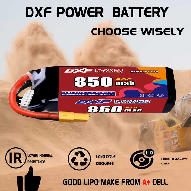 DXF 850mAh 6S 60C 22.8V Lipo Battery Pack for FPV LiPo Battery