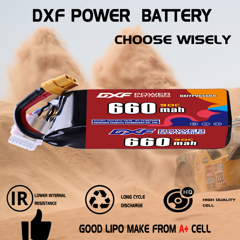 DXF 660mAh 6S 90C 22.8V Lipo Battery Pack for FPV LiPo Battery