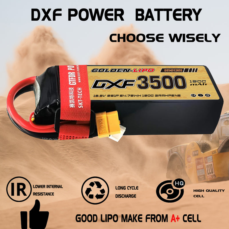 (CN)DXF 6S Lipo Battery 22.2V 150C 3500mAh Soft Case Battery with EC5 XT90 Connector for Car Truck Tank RC Buggy Truggy Racing Hobby