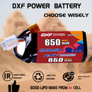 DXF LiPo Battery 4S 14.8V 650mAh 80C with PH2.0 / JST / XT30 / SM / XT60 / EC5 / XT90 for FPV Drone Whoop Micro Racing