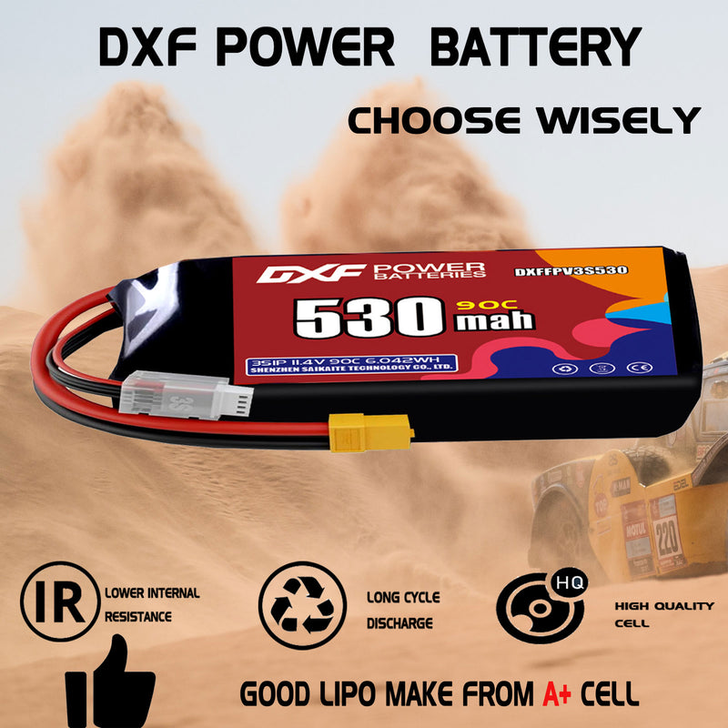 DXF 530mAh 3S 90C 11.4V Lipo Battery Pack for FPV LiPo Battery