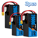 DXF SEMI-SOLID 14S 53.9V 28000mAh 15C Soft Case LiPo Battery with 8AWG Wire for Toy Cars, Boats, UAVs & Drones (1-6 Pack)