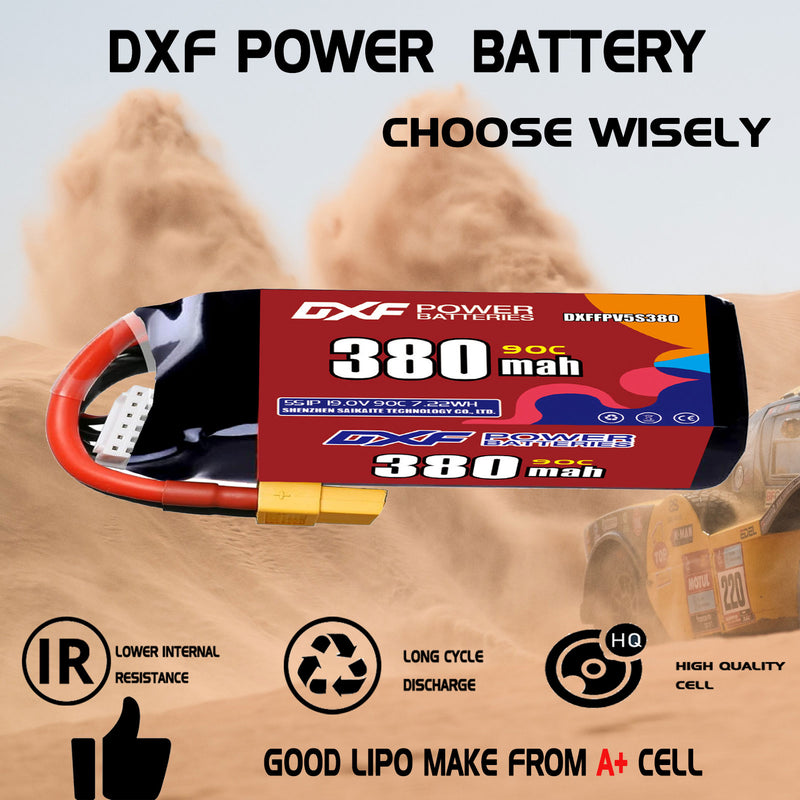 DXF 380mAh 5S 90C 19.0V Lipo Battery Pack for FPV LiPo Battery