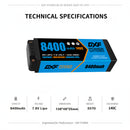 DXF LiPo Battery 2S2P HV 7.6V 8400mAh 140C Graphene Blue with 5mm Bullet / EC5 / T / TRX / XT60 / XT90 / XT150 / Q8s Plug for RC 1/10 1/8 1/5 Scale Car Racing