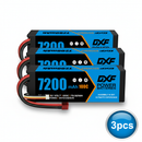 DXF BLUE Series 3S 11.1V 7200mAh 100C Graphene Hardcase LiPo Battery with Deans/T-Plug & 10AWG Wire (1-6 Pack)