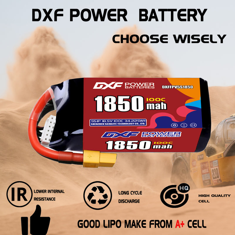 DXF 1850mAh 5S 100C 18.5V Lipo Battery Pack for FPV LiPo Battery