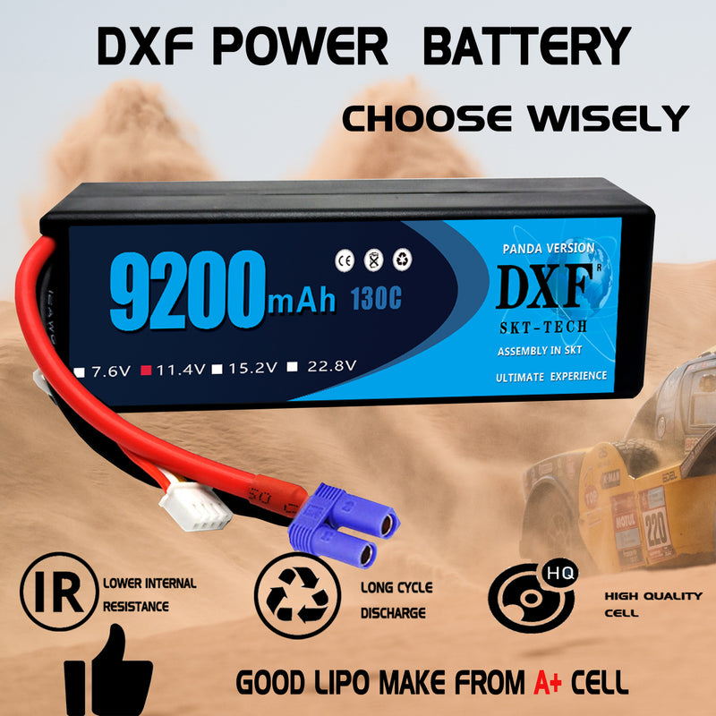 (ES)DXF Lipo Battery 3S 11.4V 9200MAH 130C Blue Series Graphene lipo Hardcase with EC5 Plug for Rc 1/8 1/10 Buggy Truck Car Off-Road Drone