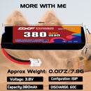 DXF LiPo Battery 1S HV 3.8V 380mAh 60C with PH2.0 / JST / XT30 / SM / XT60 / EC5 / XT90 for FPV Drone Whoop Micro Racing