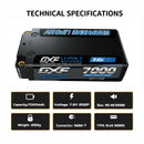 DXF LiPo Battery 2S2P HV 7.6V 7000mAh 140C Graphene Gray with 5mm Bullet / EC5 / T / TRX / XT60 / XT90 / XT150 / Q8s Plug for RC 1/10 1/8 Scale Car Racing