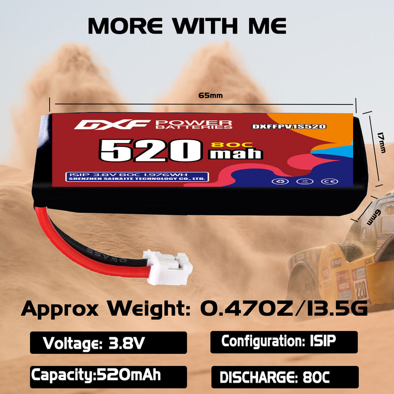 DXF 520mAh 1S 80C 3.8V Lipo Battery Pack for FPV LiPo Battery