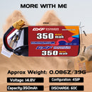 DXF 350mAh 4S 60C 14.8V Lipo Battery Pack for FPV LiPo Battery
