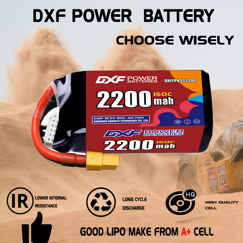 DXF 2200mAh 5S 150C 18.5V Lipo Battery Pack for FPV LiPo Battery