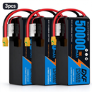 DXF SEMI-SOLID 14S 53.9V 50000mAh 15C Soft Case LiPo Battery with 8AWG Wire for Toy Cars, Boats, UAVs & Drones (1-6 Pack)