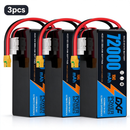 DXF SEMI-SOLID 12S 46.2V 72000mAh 15C Soft Case LiPo Battery with 8AWG Wire for Toy Cars, Boats, UAVs & Drones (1-6 Pack)