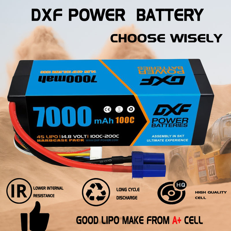 (PL)DXF Lipo Battery 4S 14.8V 7000mAh 100C/200C HardCase Lipo Battery for RC HPI HSP 1/8 1/10 Buggy RC Car Truck