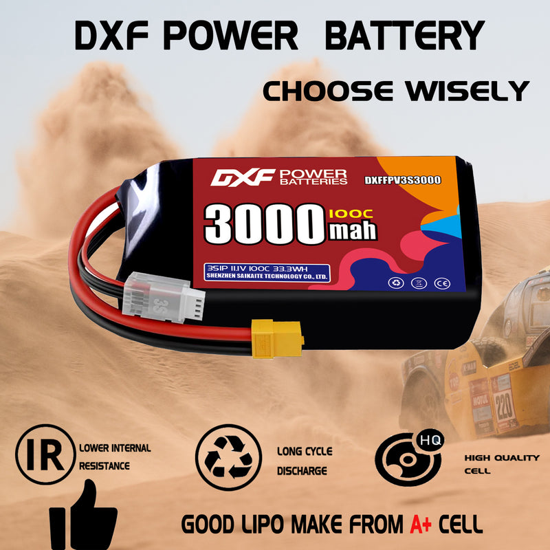 DXF 3000mAh 3S 100C 11.1V Lipo Battery Pack for FPV LiPo Battery
