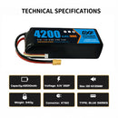 DXF Lipo Battery 3S 11.1V 4200mAh 100C GoldSeries Graphene Softcase with EC5 / T / TRX / XT60 / XT90 / XT150 / Q8s Plug for RC 1/8 1/10 Buggy Truck Car Off-Road Drone