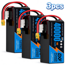 DXF SEMI-SOLID 12S 44.4V 46000mAh 10C Soft Case LiPo Battery with 8AWG Wire for Toy Cars, Boats, UAVs & Drones (1-6 Pack)