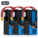 DXF 6S 23.1V 50000mAh 15C Soft Case LiPo Battery with 8AWG Wire for Toy Cars, Boats, UAVs & Drones (1-6 Pack)