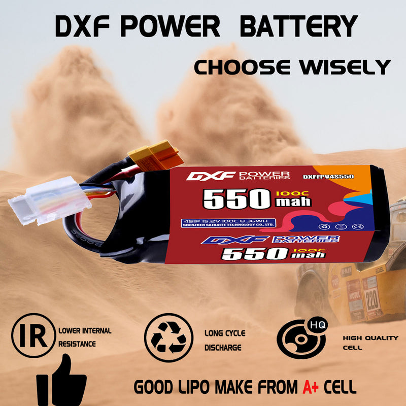 DXF 550mAh 4S 100C 15.2V Lipo Battery Pack for FPV LiPo Battery