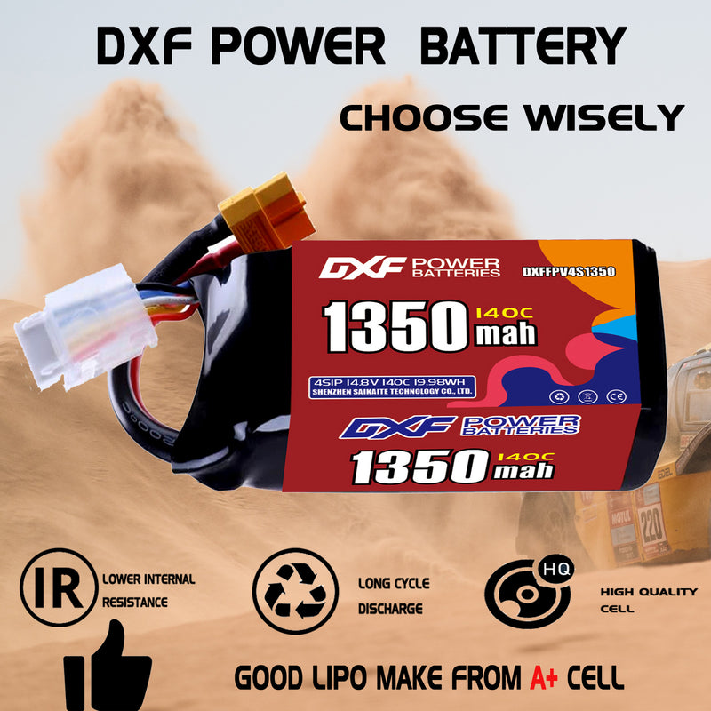 DXF 1350mAh 4S 140C 14.8V Lipo Battery Pack for FPV LiPo Battery