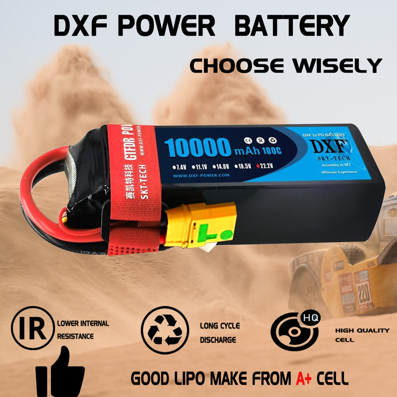 (PL)DXF 6S Lipo Battery 22.2V 100C10000mAh Soft Case Battery with XT90 Connector for Car Truck Tank RC Buggy Truggy Racing Hobby